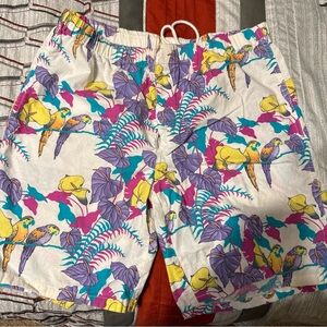 Vintage 80’s 90’s Beach Shorts Size Small Parrots